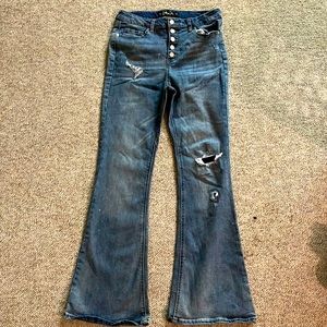 Blue Indigo Rein with rips and white paint slaters